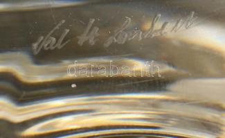 Valsaint Lambert tálka, formába öntött, apró foltokkal, jelzett, 13,5×13 cm