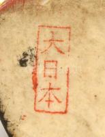 Jelzett japán Buddha figura párban ( 2 db), kézzel festett, kopott, m:6 cm (2×)