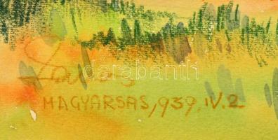 Lovas jelzéssel: Magyarsás, akvarell, papír, kartonra ragasztva, 27×37,5 cm