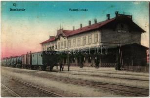 1913 Dombóvár, Újdombóvár; vasútállomás, vonat