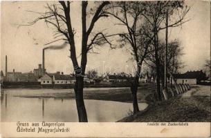 1911 Magyarfalu, Magyarfalva, Ungeraiden, Ungereigen, Uhorská Ves, Záhorská Ves; Ansicht der Zuckerfabrik / cukorgyár látképe / sugar factory