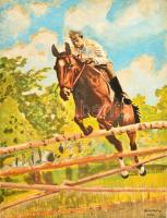 Bihary jelzéssel: A jó lovas katonának..., olaj, papír, 35,5×27 cm