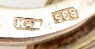 Ezüst(Ag) mandzsettagomb, párban, zöld ásvánnyal díszítve, jelzett, bruttó: 10,1 g