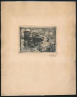 Vasadi Weigl Hermann (1904-1967): Sárrét, rézkarc, papír, jelzett, 7×10 cm
