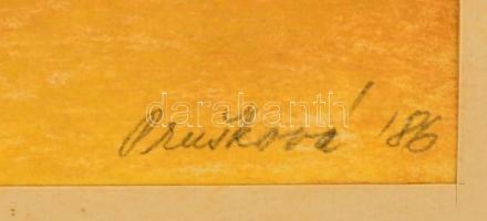 Prusková jelzéssel: Virágcsendélet. Pasztell, papír, paszpartuban, 32x44 cm