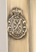 Jelzett alpakka tálca, Vatikán címerrel, 41×28 cm