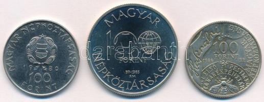 1980. 100Ft Ni "Szovjet-magyar közös űrrepülés" + 1985. 100Ft alpakka "Labdarúgó Vilá...