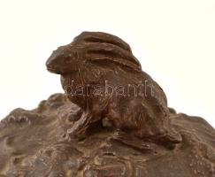 Erdész tégely, festett kerámia, jelzett (olvashatatlan), kopás nyomokkal, m:23 cm