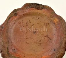Erdész tégely, festett kerámia, jelzett (olvashatatlan), kopás nyomokkal, m:23 cm