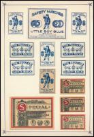 28 db finn gyufacímke 2 papírlapon, közte 4 db nagyméretű