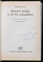 Bárdos Kornél: Sopron zenéje a 16-18. században. Bp., 1984, Akadémiai. A szerző dedikációjával. Vász...