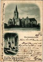 1901 Nagyszeben, Hermannstadt, Sibiu; Evangélikus templom, szószék, belső / Pfarrkirche, Kanzel / church interior, pulpit (szakadás / tear)
