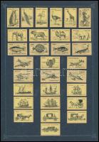 56 db belga gyufacímke 2 papírlapon (állatok, repülők, hajók)