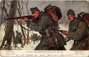 1917 Weltkrieg 1914-1916 - K.u.K. Feldjäger-Bataillon Nr. 29. Verlag K.u.K. Kmdo. der 27. Inf. Trp. Dion. / WWI Austro-Hungarian military rifle regiment s: Hans Larwin (EK)