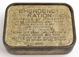 Emergency ration feliratú fém doboz, 11×8×2,5 cm