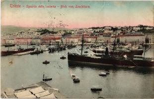 1917 Trieste, Trieszt, Trst; Sguardo della lanterna / Blick vom Leuchtturm / view from the lighthouse, port, harbor, steamships (fl)