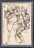 1914-1915 Vidám órák komoly időkben. Szurmay hadsereg csoportparancsnokság az 1914-15-iki stb. hadjáratban, humoros katonai grafikák fotómásolataiból álló album, 20 db képpel, 16×11 cm