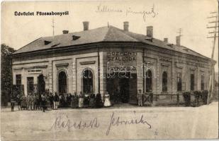 1916 Füzesabony, Központi szálloda és vendéglő, Metzner Henrik üzlete (EK)