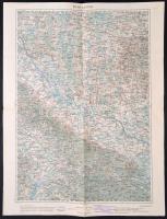 1930 Bjelovar környékének katonai térképe, kiadja: M. kir. állami térképészet, 62×47 cm