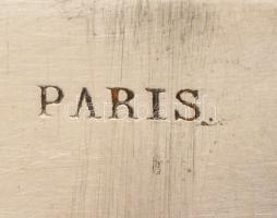 Ezüst (Ag.) nyelű kések ( 5 db), monogrammal,  jelzett pengével( Paris), h: 20,5 cm (5×)