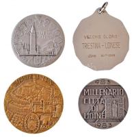 Olaszország ~1968-1980. "Citta di Udine (Udine város)" 4xklf fém emlékérem, mind eredeti t...
