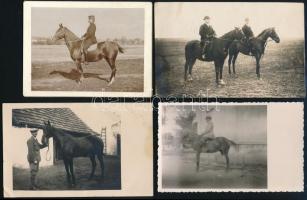 cca 1910-1930 4 db lovas fotó, 9×12 és 14×9 cm