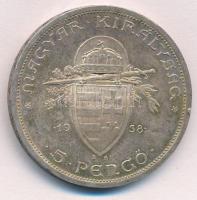 1938. 5P Ag "Szent István" T:1- patina, ph. Adamo P8.1