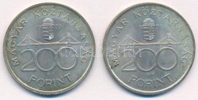 1993. 200Ft Ag "MNB" (2x) T:1- patina Adamo F13