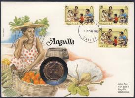 Nagy-Britannia 1981. 2p érmés, bélyeges borítékon "Anguilla" T:2