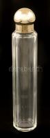 Fémkupakos üveg vaníliarúd-tartó, kis kopásokkal, m: 17,5 cm