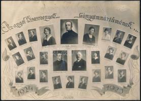1925 Az Angolkisasszonyok Leánygimnáziumának tablófotója, fotó szakadással, 16×22 cm