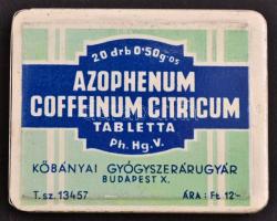 Azophenum coffeinum citricum tabletta, fém doboz, 7×5,5 cm