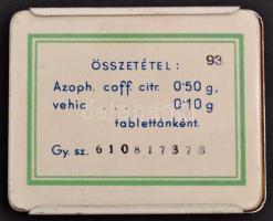 Azophenum coffeinum citricum tabletta, fém doboz, 7×5,5 cm