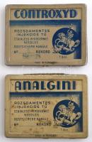 2 db fém gyógyszeres doboz: Controxyd, Analgini