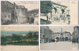 6 db RÉGI horvát képeslap: Pola, Buccari, Crikvenica  /  6 pre-1945 Croatian postcards: Pola, Bakar, Cirkvenica