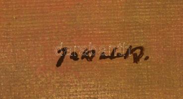 Jakab Károly (1904-1994): Ártéri tehenek alkonyatkor. Olaj, vászon, jelzett,  blondel keretben, 40×5...