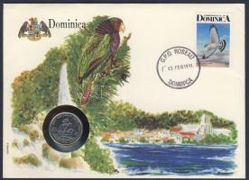Kelet-Karibi Államok 1987. 25c érmés, bélyeges borítékon "Dominica" T:2