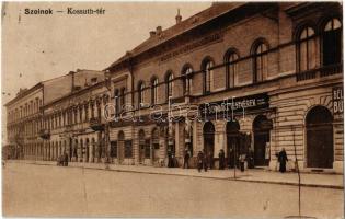 1915 Szolnok, Kossuth tér, Magyar Kir. Pénzügyigazgatóság, Takarékpénztár, Schwarcz Testvérek üzlete (EK)