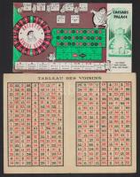 Rulett tétlap + 4 db képeslap kaszinókról