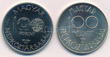 1985. 100Ft alpakka "Labdarúgó Világbajnokság 1986 - Mexikó" + 1989. 100Ft "Labdarúgó...