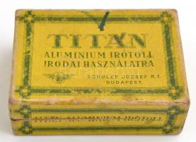 Titán alumínium írótoll irodai használatra, üres karton dobozka, 6,5×4,5×2,5 cm