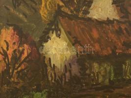 Komlós István (?-?) : Vörösberény. Olaj, papír-karton, jelzett, üvegezett keretben, 28×35 cm