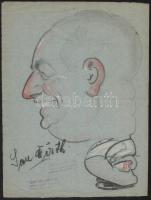 Olvashatatlan jelzéssel: Karikatúrák, 5 db, Vegyes technika, papír, 10×14 és 35×24 cm között