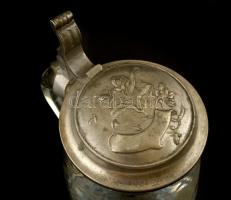 cca 1900 Ón fedeles söröskorsó, homok fújt,  csorba nélkül, m: 15 cm