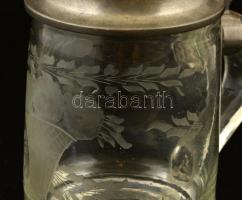 cca 1900 Ón fedeles söröskorsó, homok fújt,  csorba nélkül, m: 15 cm