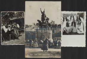 6 db népviseleteket megmutató fotó és képeslap, vegyes állapotban, 8×6 és 13×18 cm közötti méretekbe...