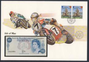 Man sziget 1979. 50p dekoratív bankjegyes, bélyeges borítékon T:I