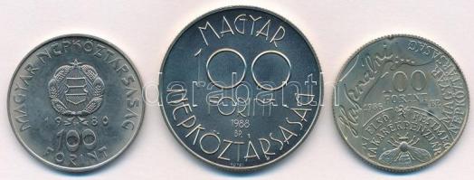 1980. 100Ft Ni "Szovjet-magyar közös űrrepülés" + 1988. 100Ft alpakka "Labdarúgó Vilá...