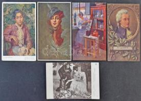 Kb. 93 db RÉGI művész motívumlap: sok híres ember / Cca. 93 pre-1945 art motive postcards: many famo...