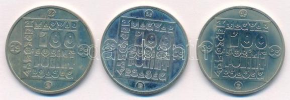 1985. 100Ft alpakka (3xklf) "Természetvédelem - Mocsári Teknős, Vadmacska, Vidra" T:BU Ada...